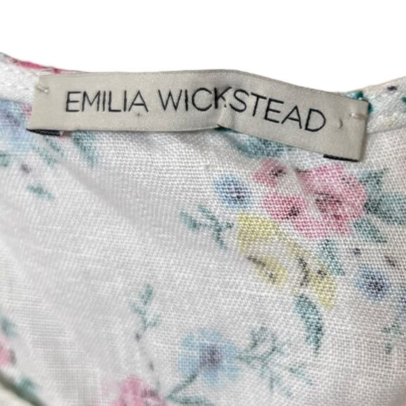 Emilia Wickstead Kirk Mini Dress Women’s Size 10 White Floral Linen d - Picture 12 of 14
